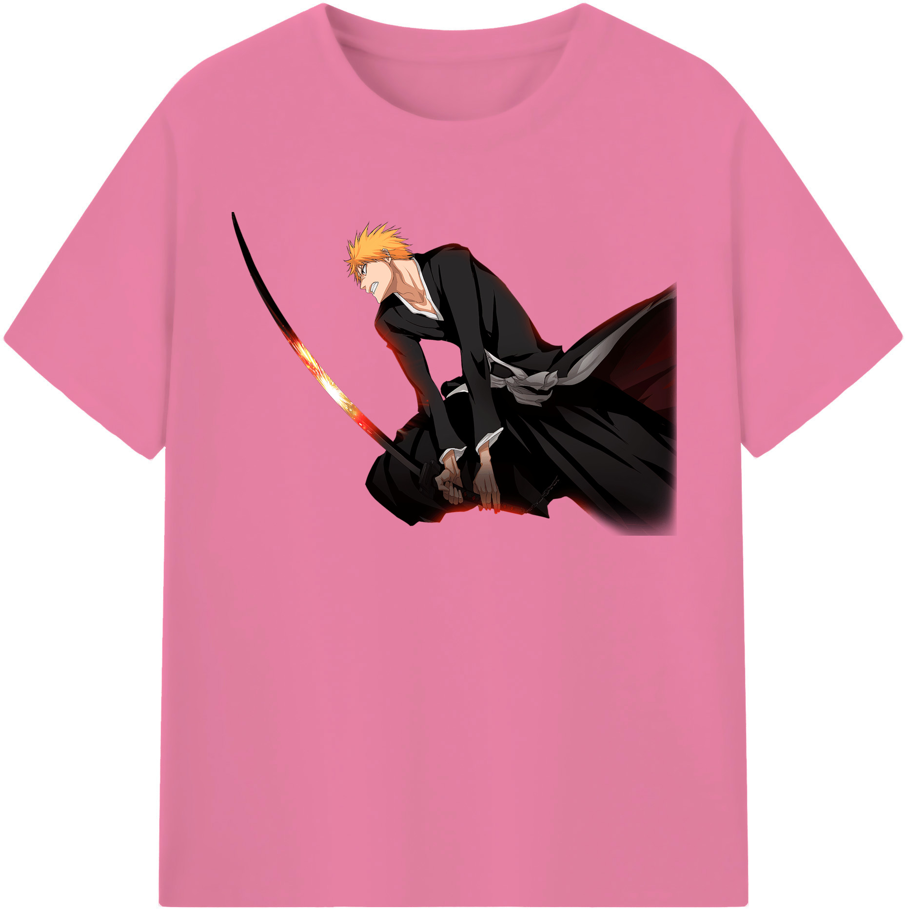 （画像用） ブリーチ 黒崎一護（くろさき いちご）BLEACH Kurosaki Ichigo 綿100％半袖Tシャツ（フロントプリント）